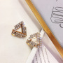 wholesale women geometric triangle S925 silver pin alloy crystal stud earrings wholesale women geometric triangle S925 silver pin alloy crystal stud earrings