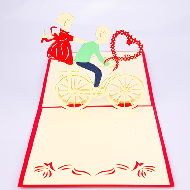custom Promotional laser cutting handmade pop up 3d cards