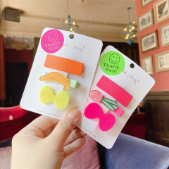 Korean new children's summer fruit acrylic girls 3pcs/set kids hair clips Korean new children's summer fruit acrylic girls 3pcs/set kids hair clips