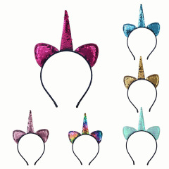 Colorful hair accessories glitter bling sequin cat ear unicorn headband Colorful hair accessories glitter bling sequin cat ear unicorn headband