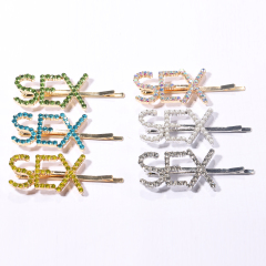Fashion Custom Women Glitter Colorful Rhinestone Word Alloy Letters Hairpin Fashion Custom Women Glitter Colorful Rhinestone Word Alloy Letters Hairpin