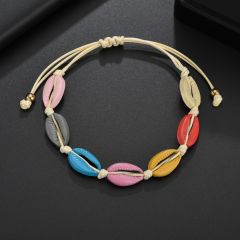 Customized wholesale zircon jewelry colorful sea shell women necklace sets and bracelet