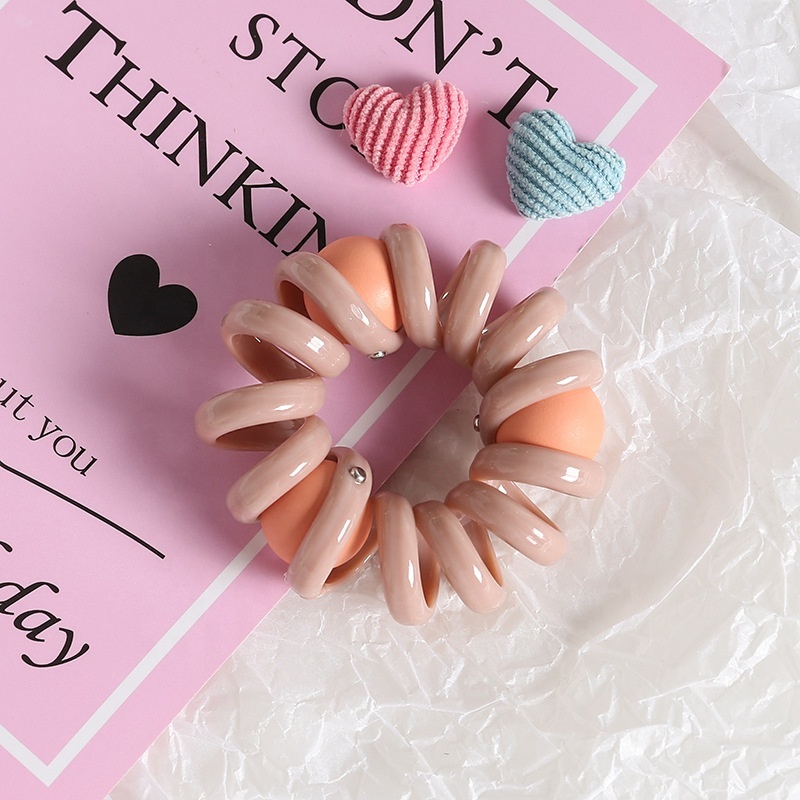 Popular cute elastic telephone line hair ties rubber material for hair extension