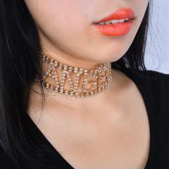 Fasion wholesale jewelry ladies sexy zircon crystal letter choker for women