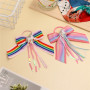 Rainbow bling unicorn glitter fabric for hair bow kids elastic hair tie