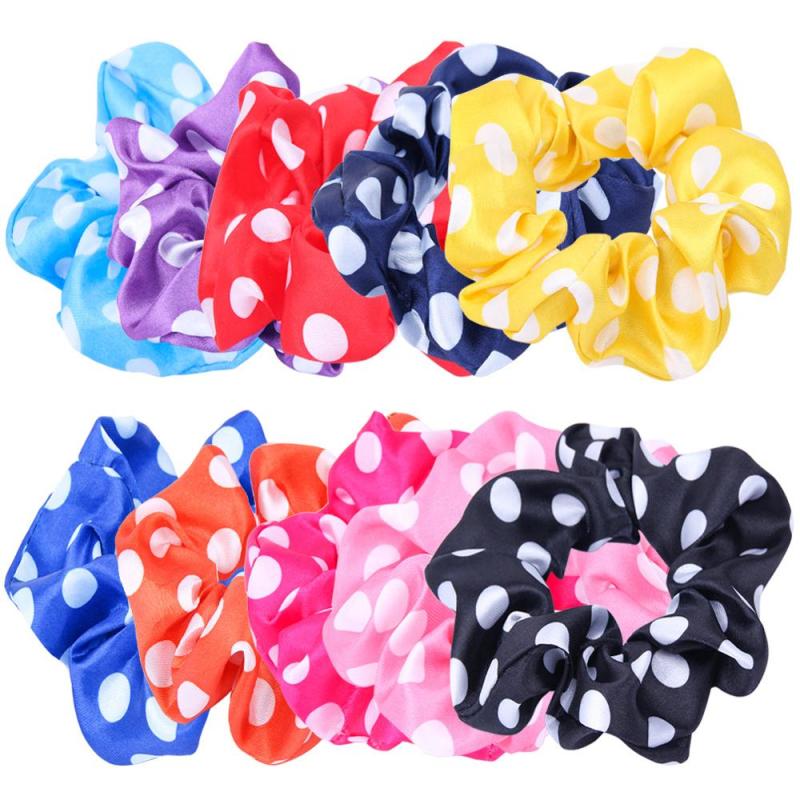 Wholesale Dot Print Satin Fabric Colorful Hair Elastic Band Accessories Hair Scrunchies Wholesale Dot Print Satin Fabric Colorful Hair Elastic Band Accessories Hair Scrunchies