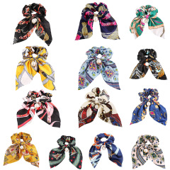 Fashion Solid Color Elastic Hair Rope Satin Rabbit Ear Pearl Bow Hair Scrunchies Fashion Solid Color Elastic Hair Rope Satin Rabbit Ear Pearl Bow Hair Scrunchies