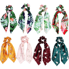 Factory Wholesale Custom Printed Flower Long Scarf Scrunchies For Women Girls Factory Wholesale Custom Printed Flower Long Scarf Scrunchies For Women Girls