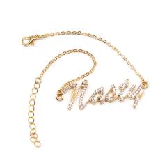 wholesale custom bohemian metal chain women jewelry crystal letter anklets