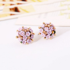 Korean Fashion women personality rhinestone cute rose flower stud earring