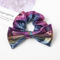 Wholesale Amazon hot sale new colorful designer laser swallowtail girls bow scrunchies