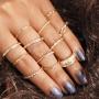 Fashion vintage silver lotus boho Beach Ring Punk Hollow out  jewely stack ring set boho for girls women