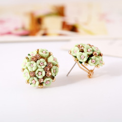 Korean Fashion women personality rhinestone cute rose flower stud earring