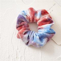 2020 wholesale custom colorful girls velvet tie dye scrunchies for hair