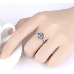 Women dress gold rhodium plated rainbow diamonds wedding rings