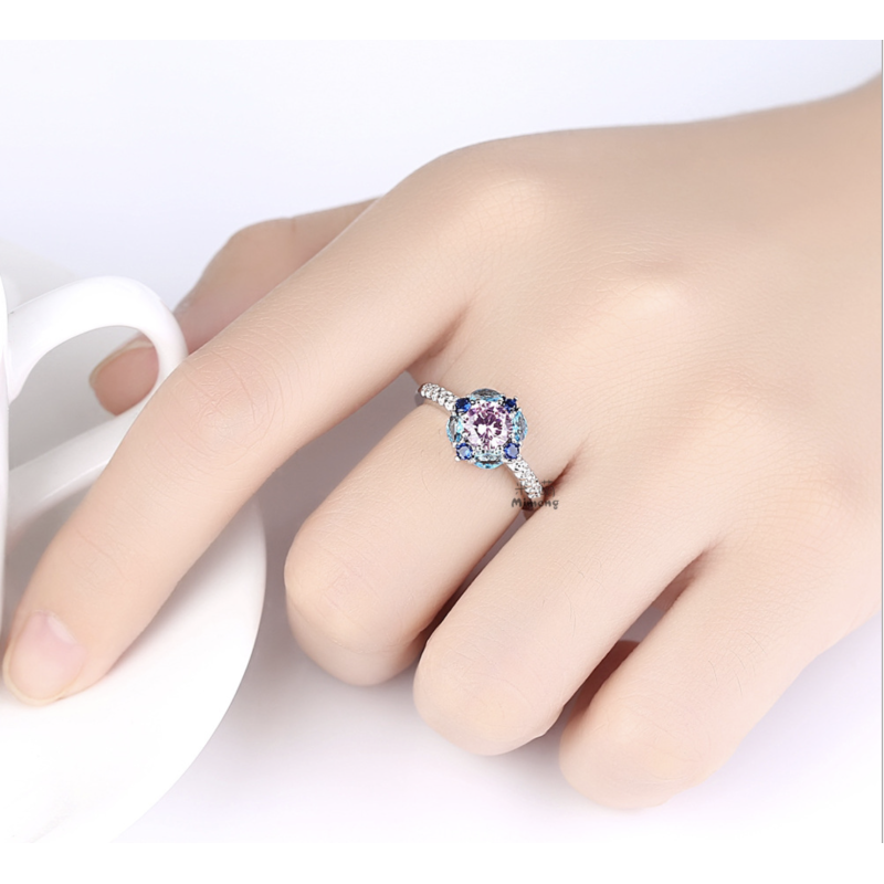 Women dress gold rhodium plated rainbow diamonds wedding rings Women dress gold rhodium plated rainbow diamonds wedding rings