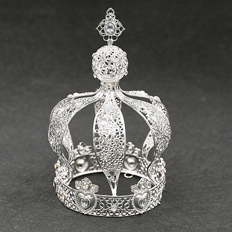 wholesale gold Alloy Handmade Wedding Bridal round tall colorful boy king pageant crowns for men