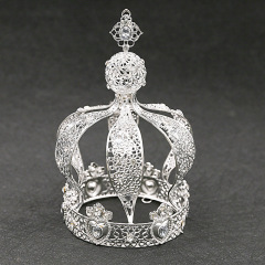 wholesale gold Alloy Handmade Wedding Bridal round tall colorful boy king pageant crowns for men