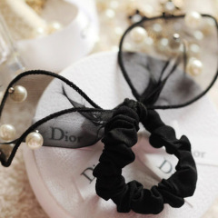 Elasticity Scrunchie Bunny Ears Ponytail Holder Women lace pearl Hairband Hair Rope Tie