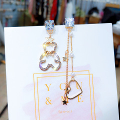 Fashion studded tassel earrings jewelry S925 silver pin rhinestone popular earrings