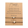 Amazon Hot Sale simple couples heart shape woven bracelets with Blessing card