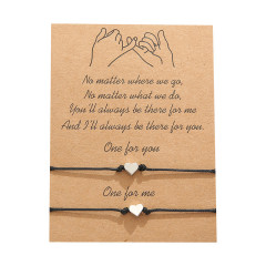 Amazon Hot Sale simple couples heart shape woven bracelets with Blessing card Amazon Hot Sale simple couples heart shape woven bracelets with Blessing card