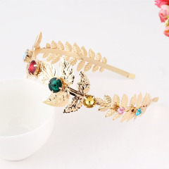 New wedding fancy hairbands metal hair hoop olive leaves rhinestone flower headband women