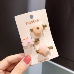 Korean cute children candy color stars acrylic small dinosaur hair clips for girls