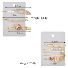 2019 Korean style retro colorful sea shell pearl barrettes cheveux princess hair clip set
