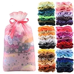 amazon hot fancy custom women girls 50pcs Solid color Elastic velvet hair ties scrunchies
