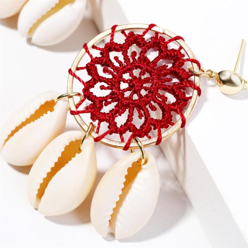 New Design Bohemian Handmade Flower Round Dreamcatcher Shell Earrings for Women New Design Bohemian Handmade Flower Round Dreamcatcher Shell Earrings for Women