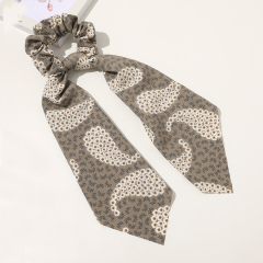 Fashion Girl Multi Printed Elastic Dot Hair Scrunchies Hair Tie Long Scarf Scrunchies For Women