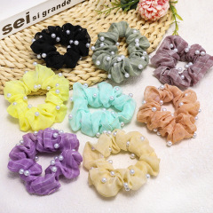 Bulk custom personalized design human girls ladies pearl hair scrunchies Bulk custom personalized design human girls ladies pearl hair scrunchies