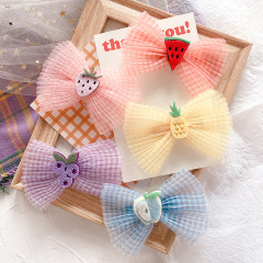 Summer New fruit lattice pleated mesh yarn bow children hair clips for cute girls Summer New fruit lattice pleated mesh yarn bow children hair clips for cute girls
