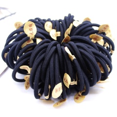 Handmade custom elastic hair tie pure black seamless high elastic hair tie with logo