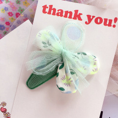printed floral mesh flower children's baby girls hair clips for kid hair accessories