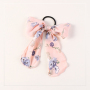 wholesale custom elastic printed flower ribbon bow hair ties for girls