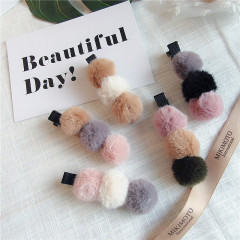 Fall and winter children kids chic soft ball duckbill hair clips for baby girls