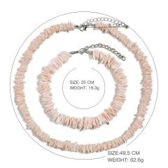 Amazon hot sale Hawaii Beach Jewelry Color Shredded Shell Bracelet And Necklace set for women