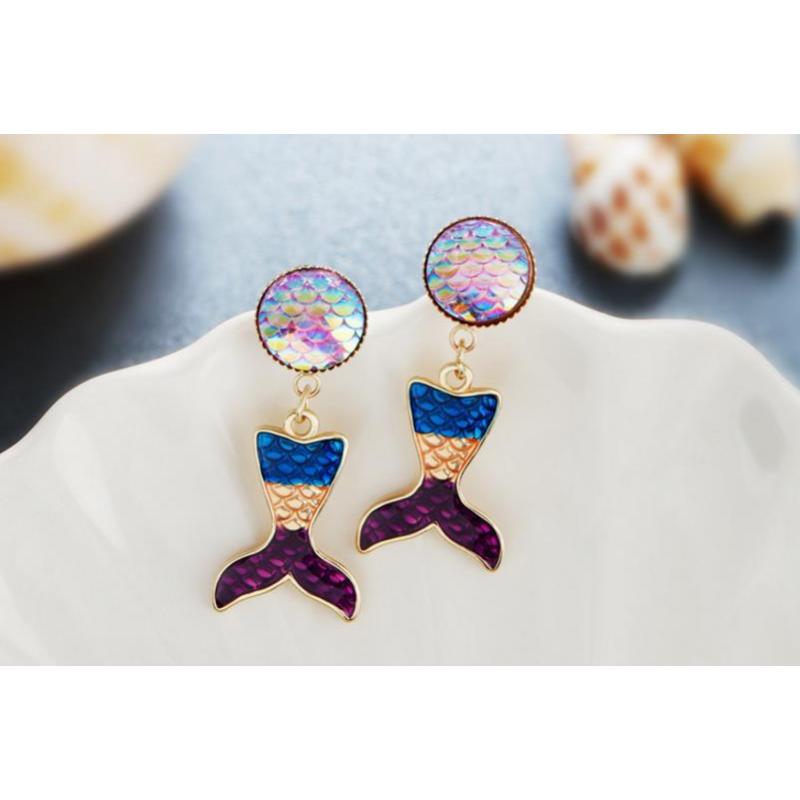 Trendy Bling Sequins Mermaid Tail Drop Earrings Personality Fish Scale Alloy Earring Trendy Bling Sequins Mermaid Tail Drop Earrings Personality Fish Scale Alloy Earring