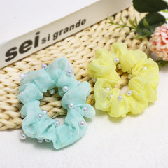 Bulk custom personalized design human girls ladies pearl hair scrunchies