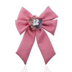 Korean style fashion women corsage alloy inlaid ribbon bowknot brooch for college