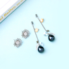 Sunflower shaped crystal diamond latest design dangle earring