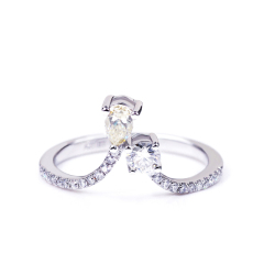 Ladies jewelry irregular 925 sterling silver gold plated yellow moissanite ring