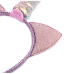 Wholesale Kids Girls Pink Unicorn Cat Ear Shining Bling Party Headband