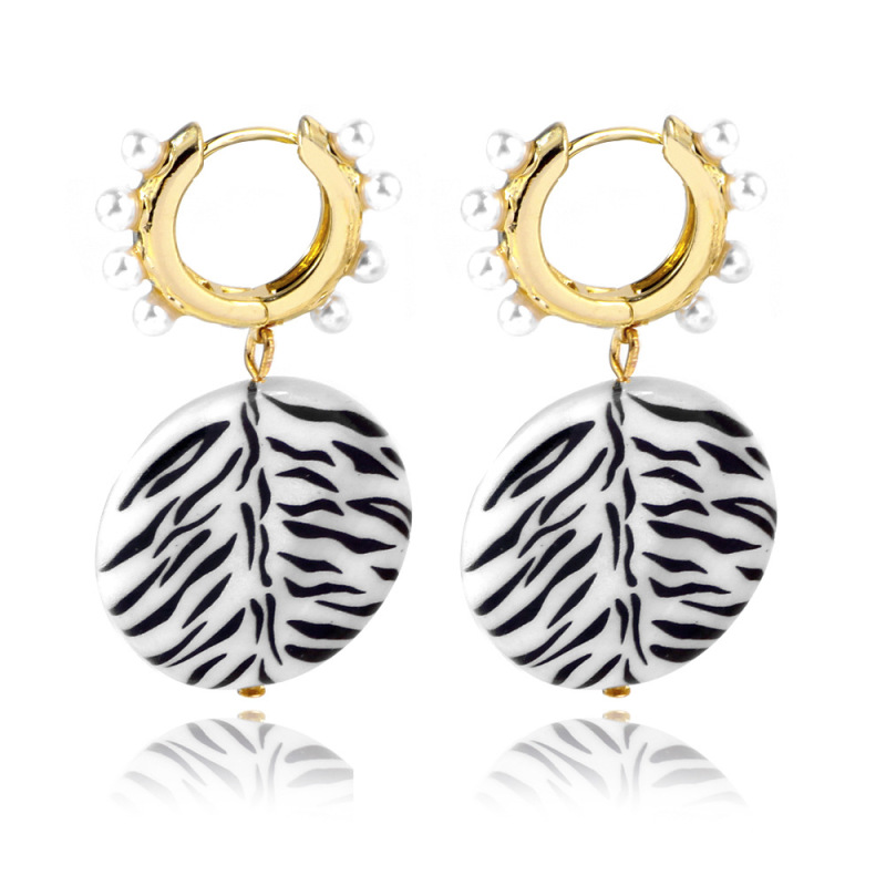 Fashion printing lemon chili alloy copper pearl shell women drop ladies earring Fashion printing lemon chili alloy copper pearl shell women drop ladies earring