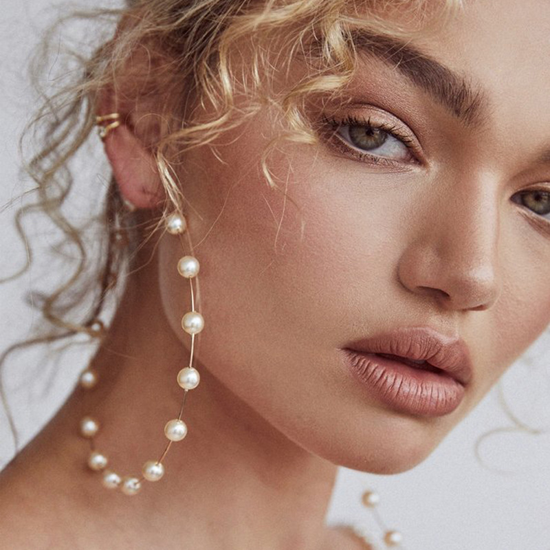 New arrive beads hanging round big baroque jewellery big pearl hoop earrings New arrive beads hanging round big baroque jewellery big pearl hoop earrings