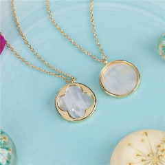 fashion girl women Adjustable round jewelry14K gold natural shell necklace gold plated