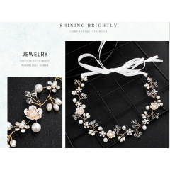 amazon ins fancy custom white flower handmade Crystal wedding Bridal bridal headband pearl
