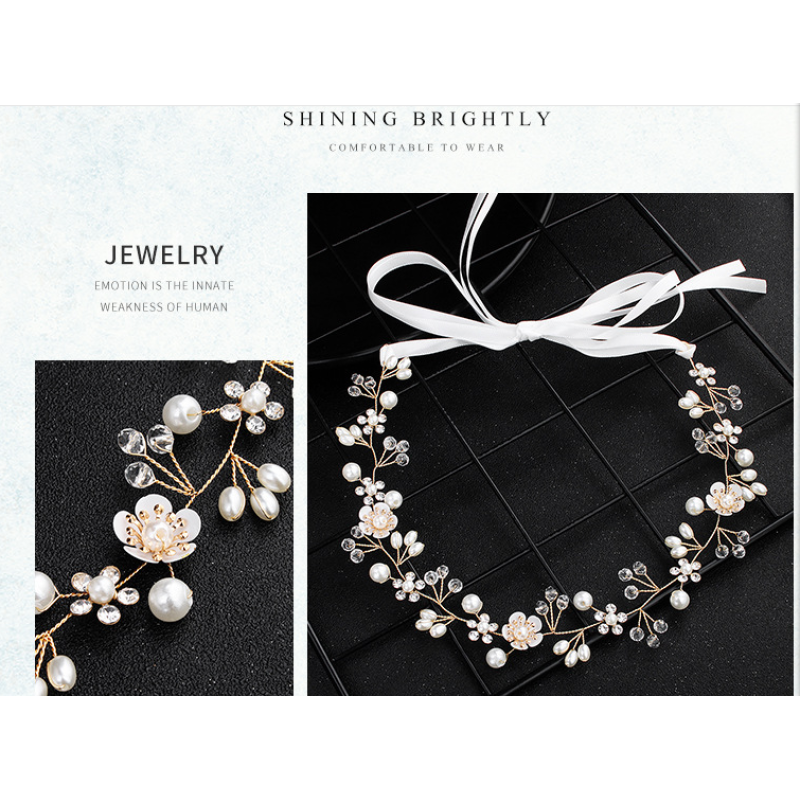 amazon ins fancy custom white flower handmade Crystal wedding Bridal bridal headband pearl amazon ins fancy custom white flower handmade Crystal wedding Bridal bridal headband pearl